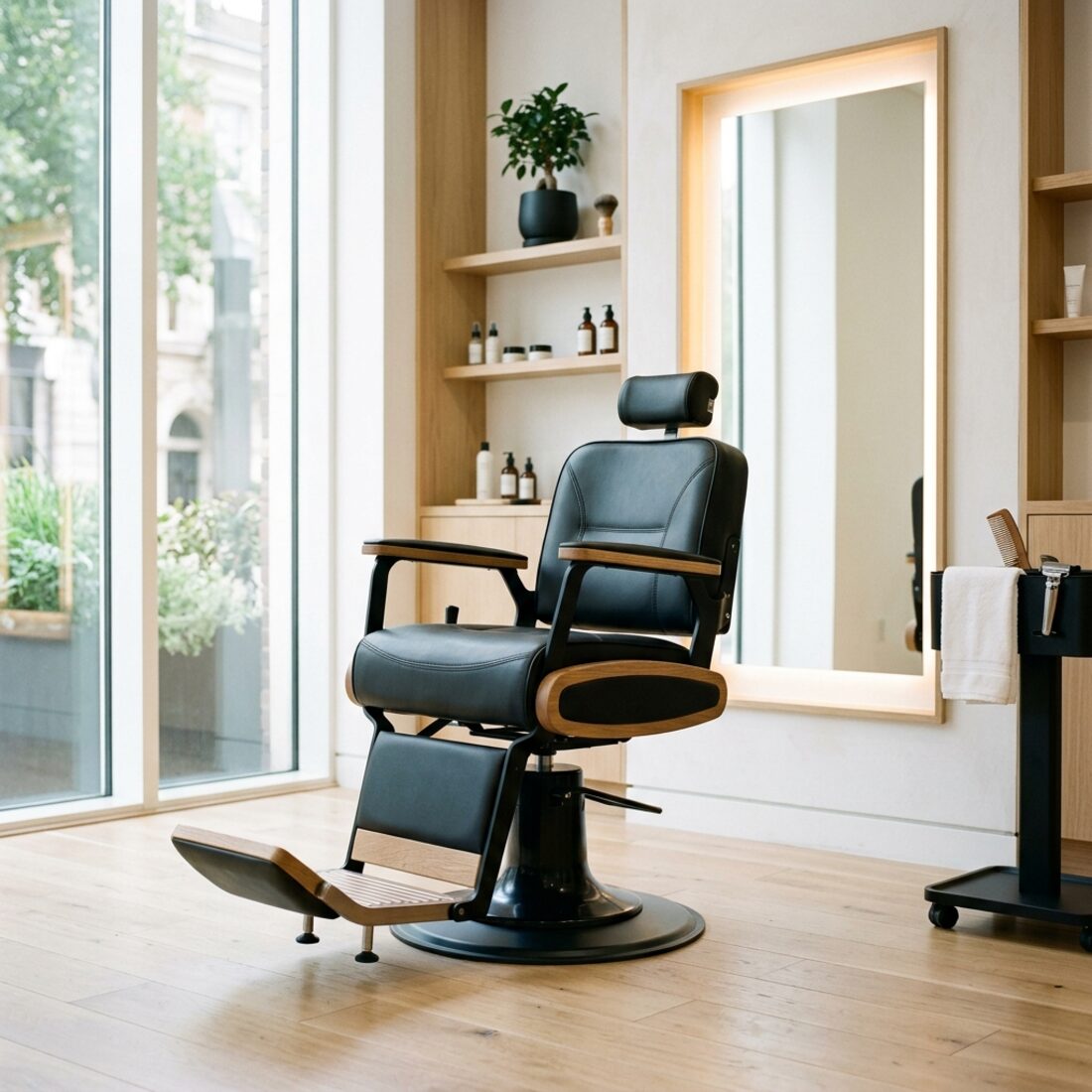 Barber chair and mirror at The Standard Barber Co.