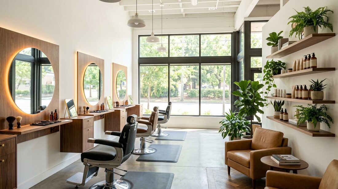 The Standard Barber Co. interior with barber chairs and mirrors
